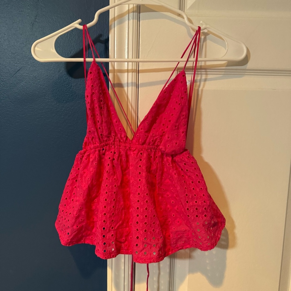 Women's Pink Eyelet Cami Top